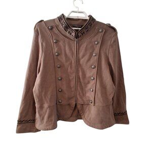 The Pyramid Collection Jacket womens 1X olive khaki Military knit